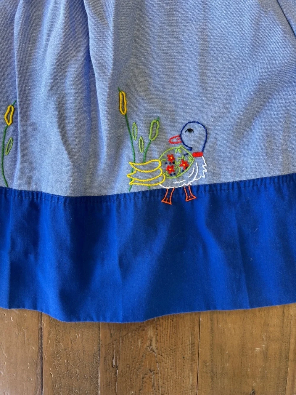 The proper peony chambray colorblock duck embroidered dress girls 3T